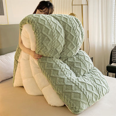 Cor pura Super suave Jacquard Plaid espesso Velocidade de Inverno Velocidade Duvet para cama King Size