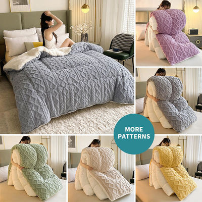 Cor pura Super suave Jacquard Plaid espesso Velocidade de Inverno Velocidade Duvet para cama King Size