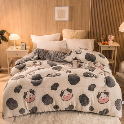 Logotipo personalizado Quilt veludo bordado Quilt quente espesso Quilt de inverno Plush pronto