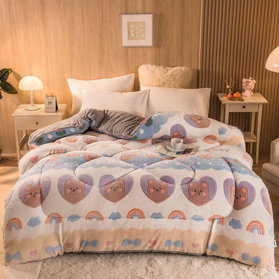 Logotipo personalizado Quilt veludo bordado Quilt quente espesso Quilt de inverno Plush pronto