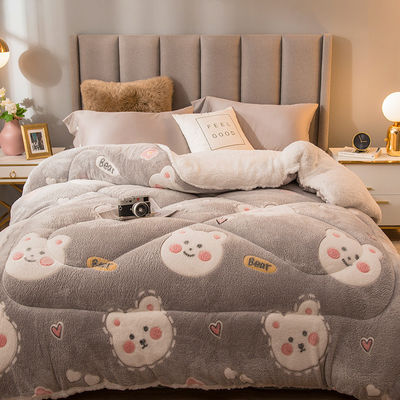 Logotipo personalizado Quilt veludo bordado Quilt quente espesso Quilt de inverno Plush pronto