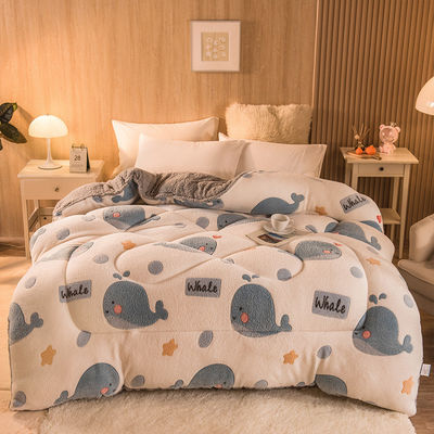 Logotipo personalizado Quilt veludo bordado Quilt quente espesso Quilt de inverno Plush pronto