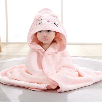 Cartoon Animal Kids Soft Microfiber Coral Fleece Toalha de Banho Capuzada para Meninos e Meninas
