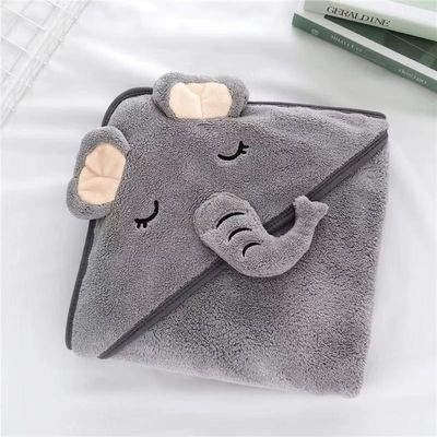 Cartoon Animal Kids Soft Microfiber Coral Fleece Toalha de Banho Capuzada para Meninos e Meninas