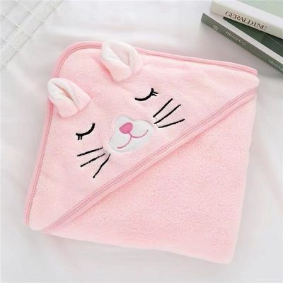 Cartoon Animal Kids Soft Microfiber Coral Fleece Toalha de Banho Capuzada para Meninos e Meninas