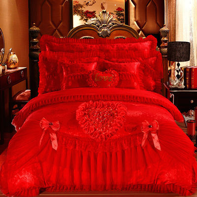 Cama de cama 100% de algodão e renda de veludo com lençóis de saia