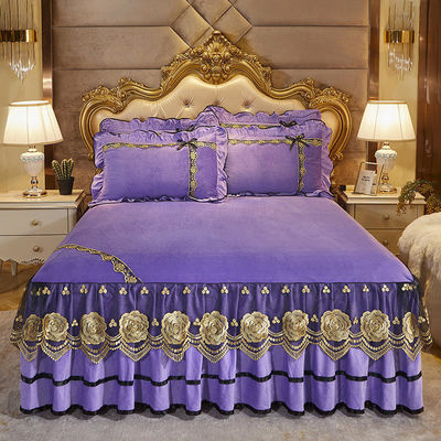 Rótulo de bordados de luxo Confortável Quilt de casamento Set de roupa de cama com preenchimento de algodão