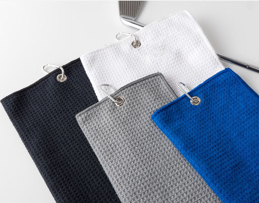 Toalhas de golfe de logotipo personalizado Toalha de limpeza de waffle de microfibra para adultos de esportes sustentáveis