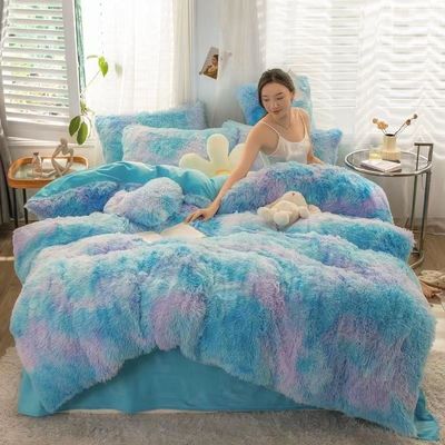 Set de roupa de cama de tamanho completo com padrão de planta e impressão reativa em material de veludo de visco