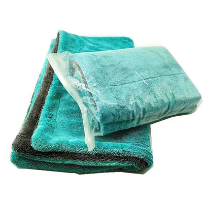 Toalha de torção espessada de camada dupla de 1200gm para limpeza de carros de microfibra automotiva