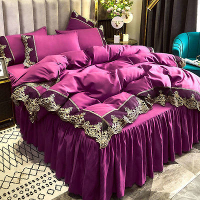 Cama de tecido de poliéster personalizada saia de cama conjunto de roupa de cama para adultos e crianças edredão incluído