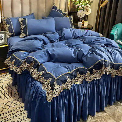 Cama de tecido de poliéster personalizada saia de cama conjunto de roupa de cama para adultos e crianças edredão incluído