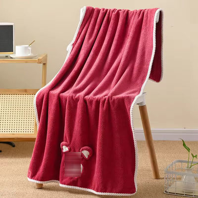 Toalha 3D Urso de Morango Toalha de Banho Linho de Coral Toalha de Banho Absorvente Suave para Crianças