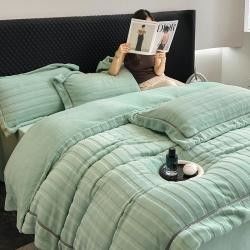 Logotipo personalizado Bordado de Natal Lavado Algodão Seda Quatro Peças Set de Cama