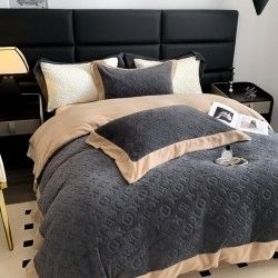 Logotipo personalizado Bordado de Natal Lavado Algodão Seda Quatro Peças Set de Cama