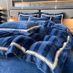 Logotipo personalizado Bordado de Natal Lavado Algodão Seda Quatro Peças Set de Cama