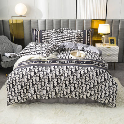 Presente de Natal de luxo super macio 100% poliéster 4 peças de roupa de cama conjunto padrão geométrico