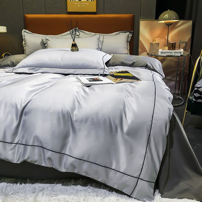 Custom Solid Color Washing Silk Quilt Cover Full Size Duvet Cover Set de lençóis de cama com 1