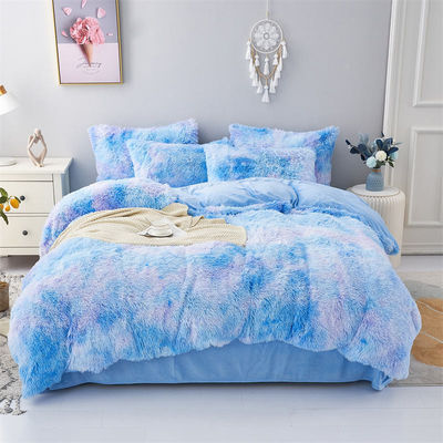 Blue Tie Dye Gradient Luxury Shaggy Duvet Set com 133x72 densidade de tecido