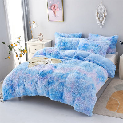 Blue Tie Dye Gradient Luxury Shaggy Duvet Set com 133x72 densidade de tecido