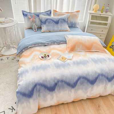 200TC algodão lavado luxuoso poliéster impresso cobertor de edredom lenço de cama roupa de cama conjunto para o rei