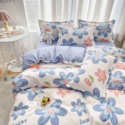 200TC algodão lavado luxuoso poliéster impresso cobertor de edredom lenço de cama roupa de cama conjunto para o rei