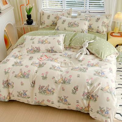200TC algodão lavado luxuoso poliéster impresso cobertor de edredom lenço de cama roupa de cama conjunto para o rei