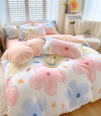 200TC algodão lavado luxuoso poliéster impresso cobertor de edredom lenço de cama roupa de cama conjunto para o rei