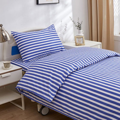 Set de roupa de cama médica personalizada do hospital Solid Striped 100% tecido de algodão 3 peças