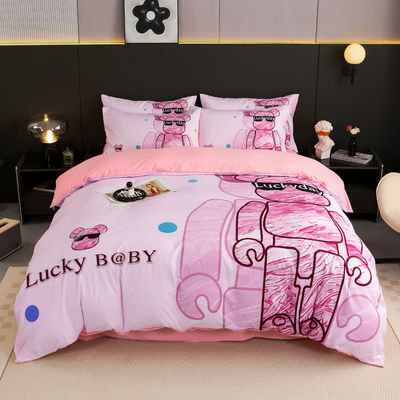 50 conteúdo de tecido de algodão escovado 4 em 1 conjunto de roupas de cama branco King Size cobertor de cobertor lençol de cama