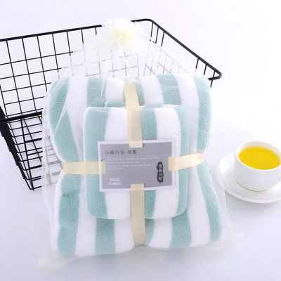 Toalha de banho de lã de coral absorvente de duas peças, colocada em rosa, azul, verde, púrpura ou marrom