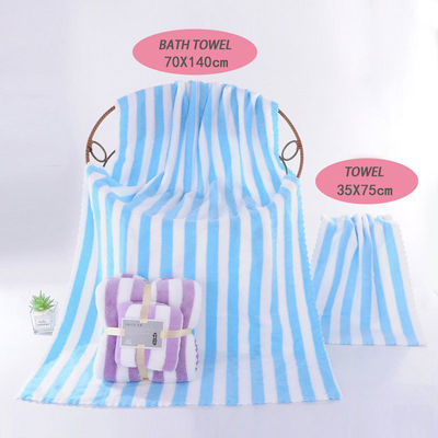 Toalha de banho de lã de coral absorvente de duas peças, colocada em rosa, azul, verde, púrpura ou marrom