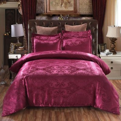 Conjunto de roupa de cama de cetim de bordados de estilo europeu de 3 peças