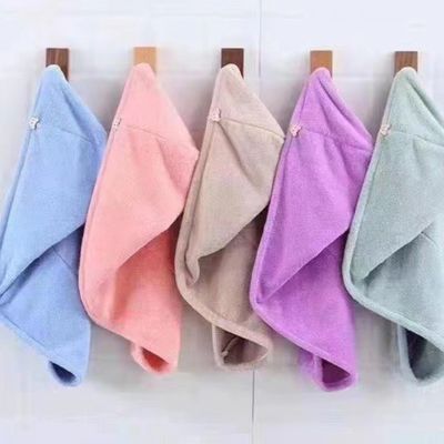 Todas as idades Banho Coral Veloz Chapéu de cabelo seco com toalha absorvente de fibra de poliéster