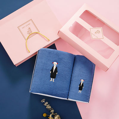 Conjunto de toalhas de microfibra para casa com logotipo de bordado personalizado em caixa de presente e opções multicoloridas