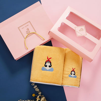 Conjunto de toalhas de microfibra para casa com logotipo de bordado personalizado em caixa de presente e opções multicoloridas