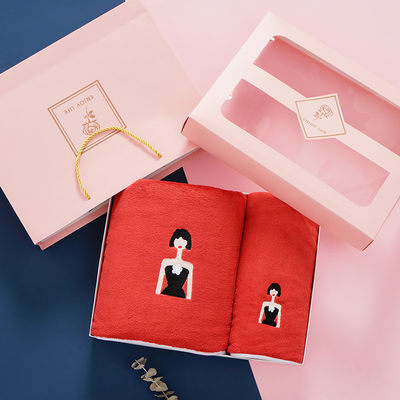 Conjunto de toalhas de microfibra para casa com logotipo de bordado personalizado em caixa de presente e opções multicoloridas