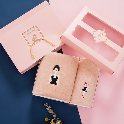 Conjunto de toalhas de microfibra para casa com logotipo de bordado personalizado em caixa de presente e opções multicoloridas