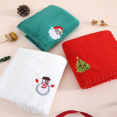 Acompanhado de presente à mão Toalha de Natal suave e absorvente em veludo de coral para o ano