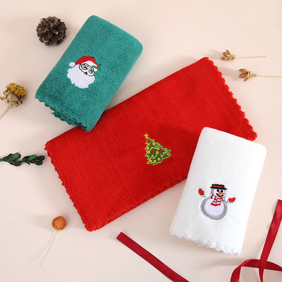 Acompanhado de presente à mão Toalha de Natal suave e absorvente em veludo de coral para o ano