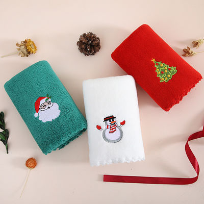 Acompanhado de presente à mão Toalha de Natal suave e absorvente em veludo de coral para o ano