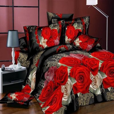 Casa de cores personalizadas Microfibra Quilt Cover Cama Lenços de cama Set de roupa de cama com impressão digital