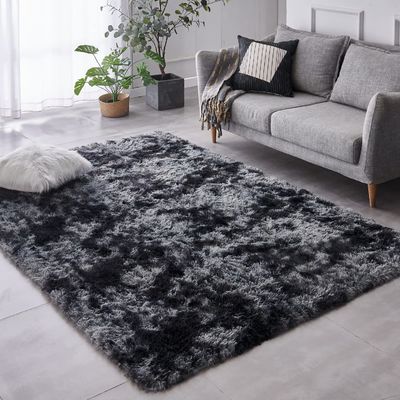 Tapetes de área personalizados para sala de estar Casa Decorativa Fluffy piso Tapete Tapete Tie Tintado Tapete cinza claro