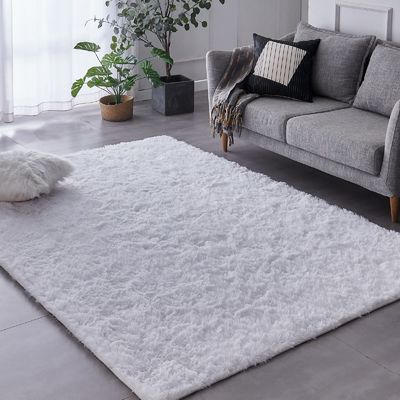 Tapetes de área personalizados para sala de estar Casa Decorativa Fluffy piso Tapete Tapete Tie Tintado Tapete cinza claro