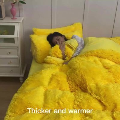 128x68 Densidade de tecido Mink Pelúcia Veludo Fluffy Plush Lençóis de Cama Conjunto 4 Peças Cor do Arco-Íris