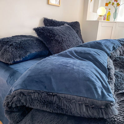 Moderno, cor sólida, visão de veludo, conjunto de quatro peças, roupa de cama quente de inverno.