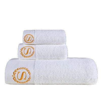Toalha de hotel branca à prova de crianças com personalização bordada de algodão puro