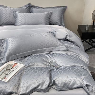 Polyester / Linho / Algodão Luxury Jacquard Bedding Sets Coleções 4 Pcs Comforter