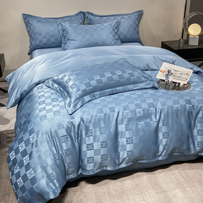 Polyester / Linho / Algodão Luxury Jacquard Bedding Sets Coleções 4 Pcs Comforter