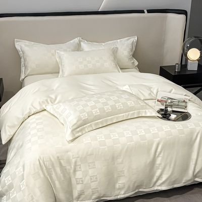 Polyester / Linho / Algodão Luxury Jacquard Bedding Sets Coleções 4 Pcs Comforter
